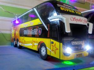 Miniatur bus bis Sempati star Double decker lampu