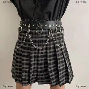 [COD] Big House Faux Leather Metal Circle Chain Tassel Waist Belt Punk Gothic Body Accessories