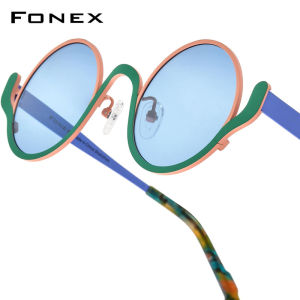Fonex Kính râm Titan phụ nữ thiết kế thương hiệu Tròn Kiểu retro cổ điển Kính mát phân cực nam Nhật Bản UV400 phân cực Màu 85835