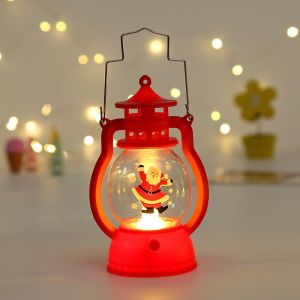 LEBI Christmas Lantern Night Light with Santa Claus Inside Cute Decorative Lamp for Kids and Holiday Parties