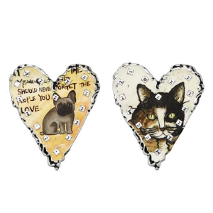 Asymmetrical Animal Doodles Earrings Heart Shape Ear Studs with Cats Dog Patterns Alloy Texture Suitable for Fashion Women