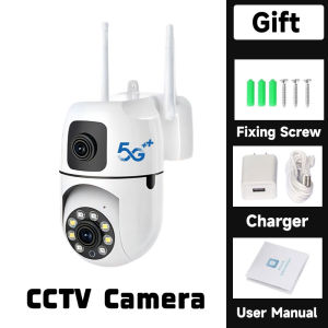 กล้องวงจรปิด360 wifi ดูผ่านมือถือv380 Pro กล้องวงจรปิดเลนส์คู่ กันน้ำ 5MP HD กล้องวงจรไรสาย5g มนุษย์ตรวจจับ มีอินฟาเรดมองเ ภาพสีกลางคืน ภาพสีตลอด24 ชม Outdoor CCTV Camera