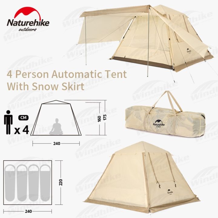 Naturehike%20ANGO%204%20Person%20Automatic%20Pole%20Camping%20Tent%20with%20Front%20Back%20Side%20Awning%20Canopy%20Snow%20Rain%20Skirt%20Auto%20Pop%20up%20Camp%20Waterproof%20Windproof%20Family%20Outdoor%20Portable%20Foldable%20Folding%20Tent%20Nature%20Hike%20-%20Image%203