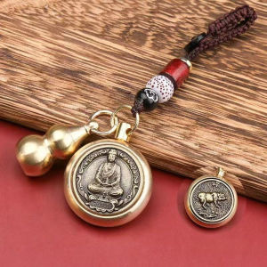 Zodiac Keychain Rotatable Brass Lucky Charm Keychain Durable Gourd Pendant