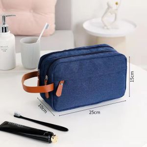 Man Women Canvas Cosmetic Bags For Travel Toiletry Storage Handbag Make Up Kit Accessories Storage Organizer Pouch With Handle For Traveling Camping Vacation OP