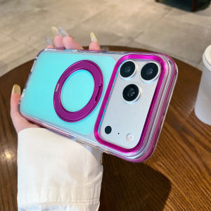 360 Rotating Magnetic Kickstand Two Color Case for iPhone 18 17 16 15 14 Pro Max 17Pro 16Pro 15Pro 14Pro Phone Shell Shockproof Cover