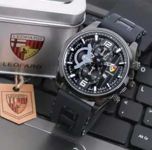 Jam Tangan Pria Kasual LEOPARD 8010 Strap Rubber Tanggal Aktif Chrono Varian FREE BOX FREE BATERAI CADANGAN