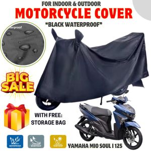 YAMAHA MIO SOUL i125 Waterproof Motorcycle Cover Motor Cover (BLACK) WITH CHAMOIS TOWEL