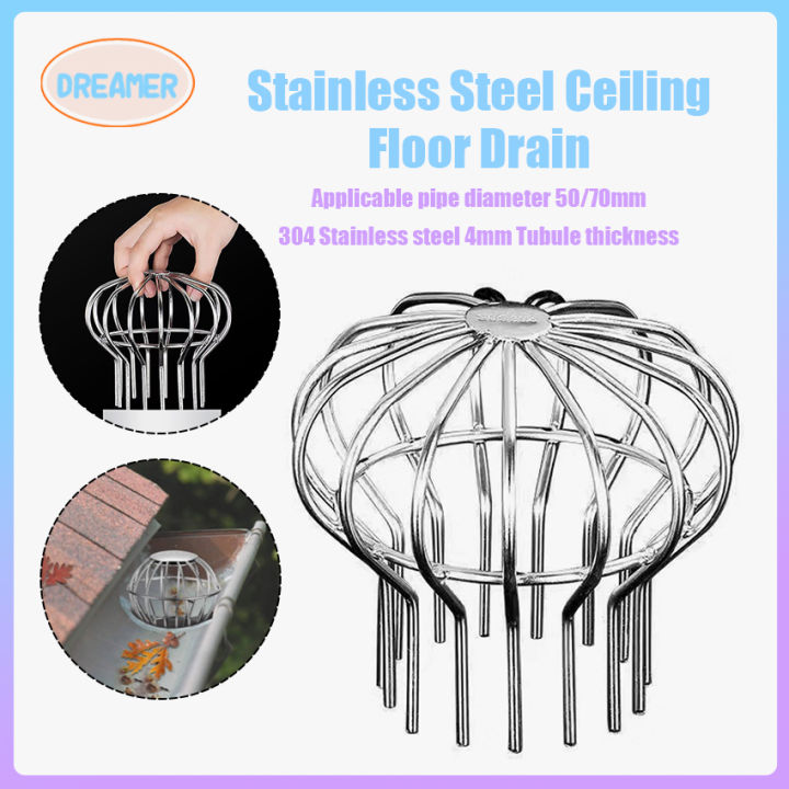 50/75mm 304 Stainless Steel Gutter Drain Cover Roof Gutter Strainer ...