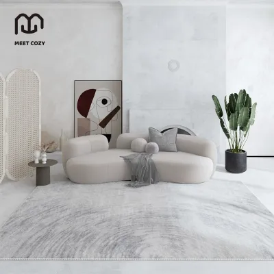 MEET COZY พรมปูพื้น ขนนิ่ม พรมแคชเมียร์เลียนแบบ carpet พรม ตกแต่งสวย พรมมินิมอล#1 DB-Grey