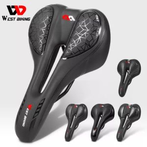 WEST BIKING Silicone Bicycle Saddle MTB Mountain Bike Seat PU Leather Silica Gel Filled Cycling Cushion Comfortable Shockproof Bike Accessories Bike Saddle