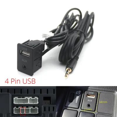 Car Dash Flush Mount 4 6 Pin Dual USB Port Panel AUX Extension Cable Adapter for Aftermarket Android Multimedia Head Unit