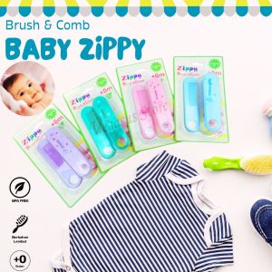 Sisir Bayi Zippy Brush & Comb ( BPA Free )Grooming Set Dengan Berbahan Lembut dan Aman-Aurora Store