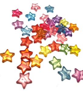 100 pcs Transparent flat star beads mix colors size 14 mm for diy jewelry beading crafts  accessories