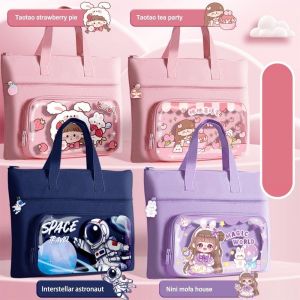 Túi Học Thêm 3 Ngăn Túi Vải Canvas đi học Sức Chứa Lớn Đựng Vừa Giấy A4 Thiết Kế Cute Dễ Thương Nhiều Mẫu Mã