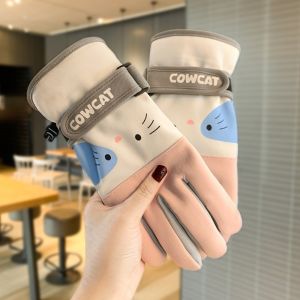 DRESSPLUS Thermal Fleece Winter Gloves Thickened Cartoon Warm Mittens Cute Wear-resistant Cycling Gloves Outdoor
