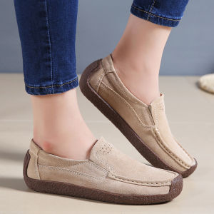 Loafer Shoes for Women Ladies Top Sider Shoes Suede Leather Slip Ons Moccasins Topsider Shoes for Women Sale Soft Shoes for Senior Wedges Shoes