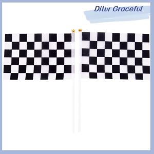 Ditur 5x Cờ đen trắng cờ đua ca rô cờ Polyester cờ tín hiệu tay