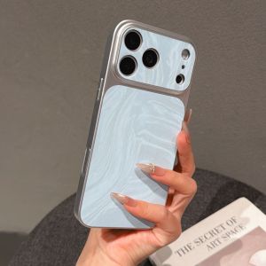 Fashion Water Ripple Pattern Large Window Case For iPhone 17 16 15 14 13 12 11 Pro Max Plus Solid Shockproof Matte Bumper Cover