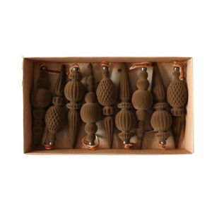 GONOVO STUDIO 9Pcs Vintage Flocked Finial Christmas Ball Shatterproof Solid Color Velvet Christmas Ball Set Elegant Classic DIY Christmas Finial Ball Pendants Christmas Party