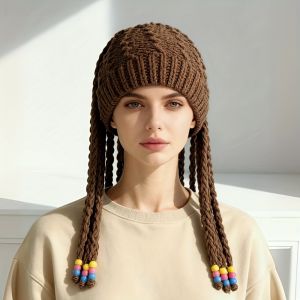 FOUNDTWO Phong cách cổ điển. Mũ len đan thủ công. Thoải mái Thân thiện với làn da. Tóc giả kiểu dreadlocks Reggae Phụ kiện tóc Ấm áp Mũ tết tay dành cho nam và nữ Mùa đông