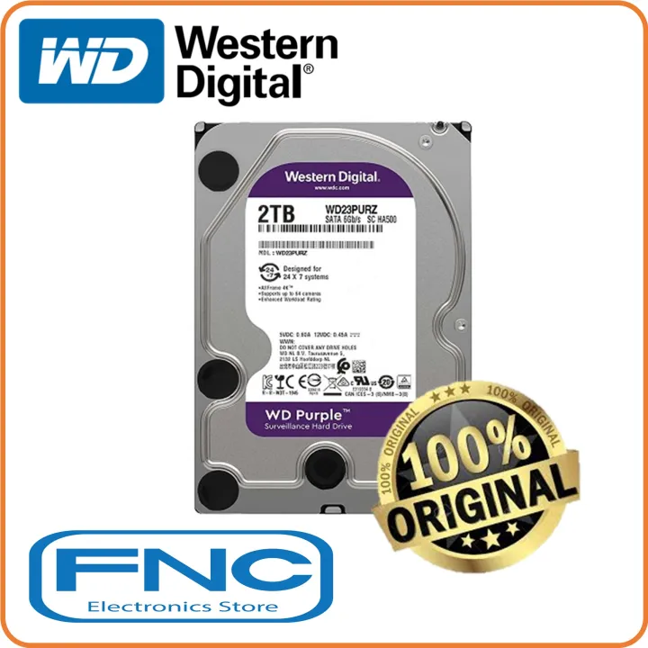 WESTERN DIGITAL WD23PURZ HDD 2TB 5400RPM / 64MB 3.5-inch SURVEILLANCE PURPLE Internal Hard Disk Drive
