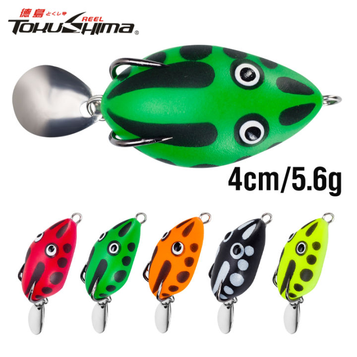4cm/5.6g Soft Frog Lure 1Pcs Mini Jump Frog 5Colors 3D Eyes Topwater Frog  Baits Plastic Fishing Snakehead Lures with Sequin Double Hooks