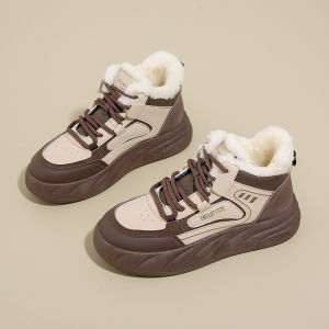 Snow boots women high top warm shoes students casual nonslip padded soft bottom snow boots