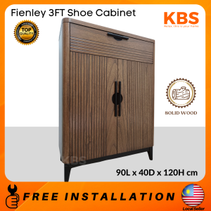 (FREE Installation+Shipping) KBS Fienley 3FT Shoe Cabinet / Solid Wood / 2 Doors 2 Drawers / Soft Close Doors / Classic / mid-century modern / Large Storage / 90L x 40D x 120H cm