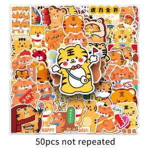 50pcs Cartoon Tiger Animal Sticker Stationery Scrapbooking Kids Gift Decoration Water Bottle Waterproof Sticker