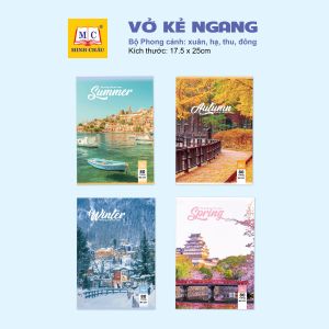 Vở Kẻ Ngang Minh Châu 80 Trang – Bộ Bìa Phong Cảnh Xuân Hạ Thu Đông Giấy Viết Êm Trắng Sáng