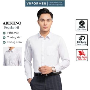 Áo sơ mi trắng dài tay nam ARISTINO phom suông nhẹ vải mềm mát hạn chế nhăn ALSR28