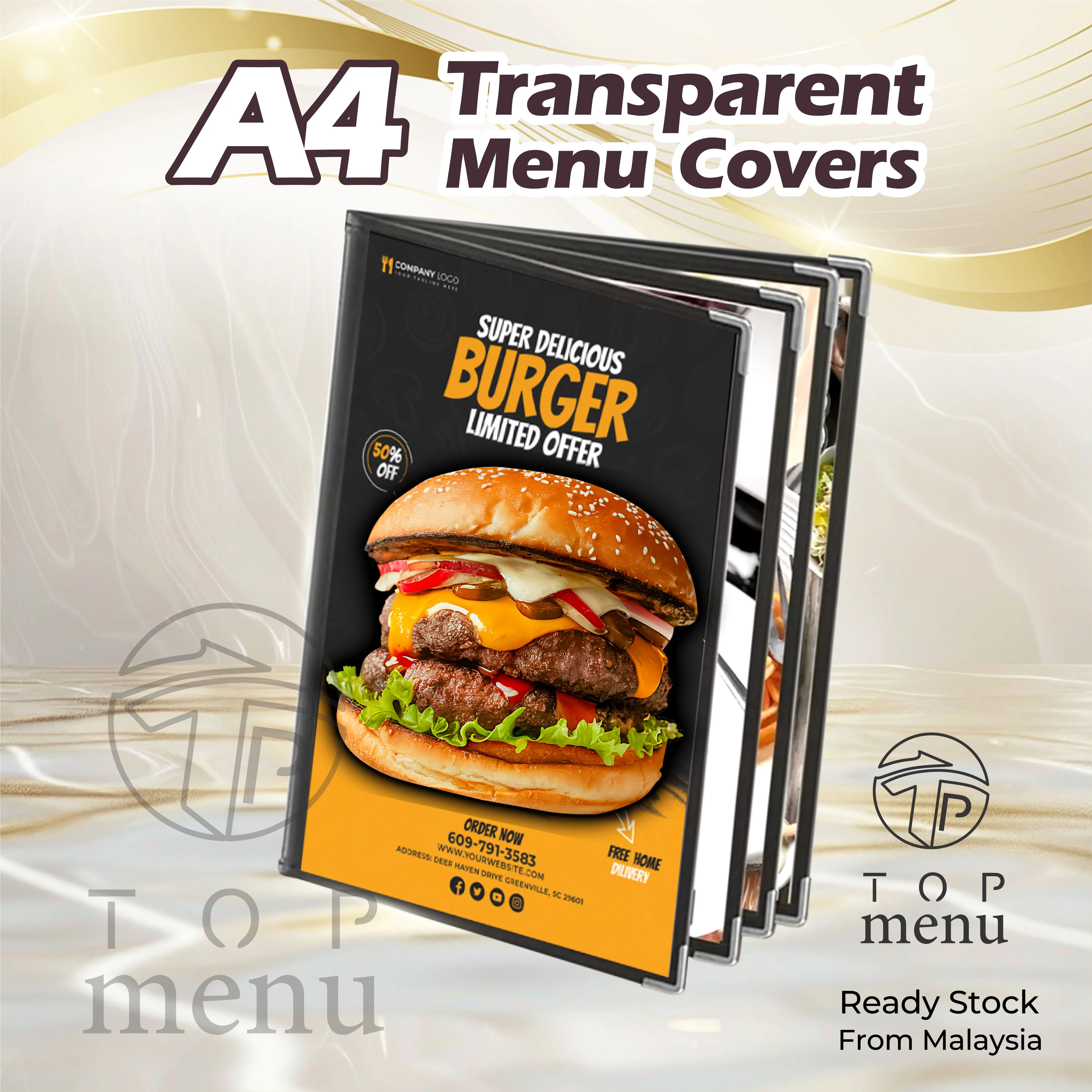 MrTop Restaurant A4 Menu Covers | Cafe Transparent Clear Menu Pocket Covers | Menu Book A4