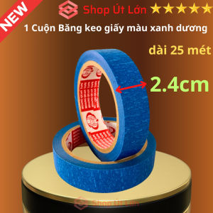 1 Cuộn băng keo giấy màu xanh dương rộng 2.4cm dài 25 mét lõi giấy 3mm giá tại xưởng