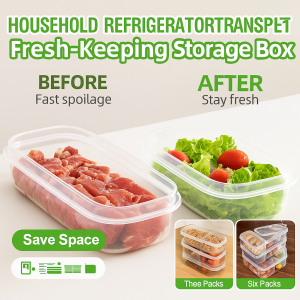 Household Foodgrade Sealed Compartment Transparent Vegetable Storage Box Refrigerator Frozen Meat Vegetable Fresh-Keeping Box Kitchen Organizer Boxes