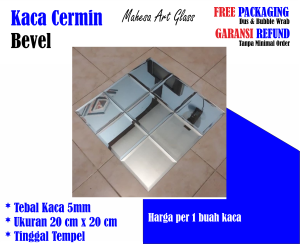 cermin Bevel 20 x 20 cm tebal 5ml - Cermin hiasan dinding - Cermin kaca