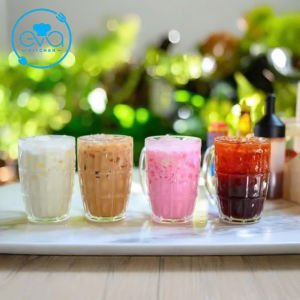 Set 12 Ly Thủy Tinh Có Quai Cao Cấp Dùng Uống Bia Trà Sữa Nước Ép Dung Tích 375ml / Clear Glass Mug with Handle QB316