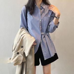 Jamilla Stripe Shirt Top Atasan Kemeja Oversize Wanita Fashion Remaja Basic Casual Lengan Panjang Gaya Korea Matt Cotton Premium