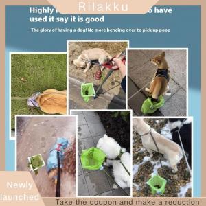 Rilakku Foldable Long Handle Steel Dog Cat Pet Poop Scoop Garbage Grabber Telescopic Dirt Picker Environmentally Friendly Pet Clean