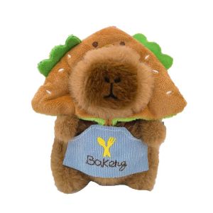 YUCHEN Soft Baking Capybara Key Ring Cartoon Funny Plush Doll Keychain Creative Bread Doughnut Animal Pendant Bag Pendant
