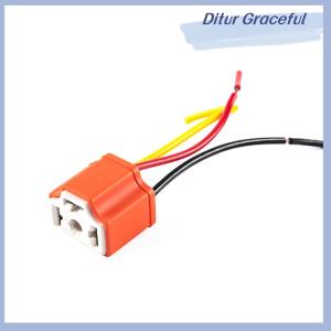 Ditur ซ็อกเก็ตไฟหน้าซ็อกเก็ตหลอดไฟแบบสามปลั๊กเซรามิก H4