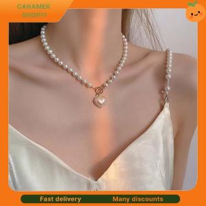 ❣️❣️❣️ Korean Elegant Jewelry Pearl Necklace Ladies Rhinestone Shell Heart Pendant