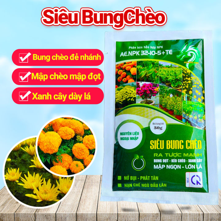 Phân bón Siêu Bung Chèo đâm chồi đẻ nhánh nở bụi vọt đọt mập ngọn (50gr)