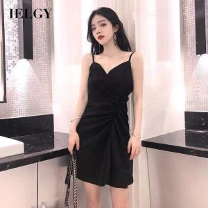 IELGY Đầm Không Tay Màu Đen Đồ Mặc Ngoài Nữ Dáng Chữ A Mỏng