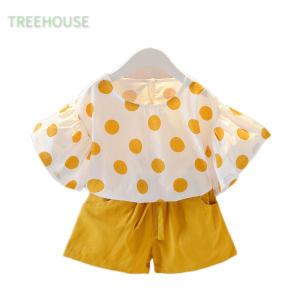 TREEHOUSE baby girl clothes set Summer thin polka dot short-sleeved top+ shorts two-piece girls childrens clothing set