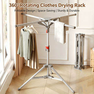 Laundry Drying Rack with 4 Poles Collapsable Clothes Rack Rotatable Arms Clothes Dryer Stand for Laundry Room