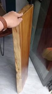 [FURNI HOME] IN ZALO N  Bàn Console Gỗ Nguyên Tấm 5cm – Chân Sắt Sơn Tĩnh Điện – Thiết Kế Tối Giản Vân Gỗ Mộc Mạc