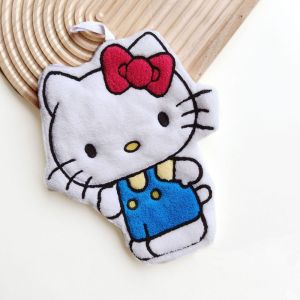 Khăn tay bếp hoạt hình dễ thương với lông cừu san hô mềm không rơi thấm dày thiết kế treo để dễ sử dụng