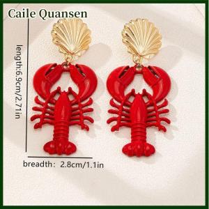 Caile ต่างหูสร้อยคอลูกปัดรูปกุ้งมังกรแฟชั่นเครื่องประดับลูกปัดแบบโบฮีเมียนทำด้วยมือสร้อยคอจี้แบบเรียบง่ายเครื่องประดับสำหรับผู้หญิงชายหาดวันหยุดพักผ่อน