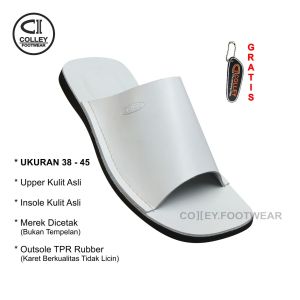 COD - SANDAL KULIT  / SANDAL KASUAL PRIA COLLEY / PUTIH PTH-SB1-040